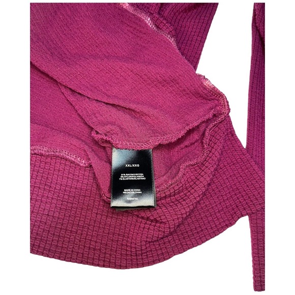 Adrianna Papell Textured Long Sleeve Tunic Soft V Neck Burgundy Glow XXL - Picture 12 of 12